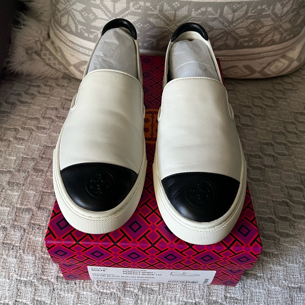 Tory Burch White and Black Sneakers